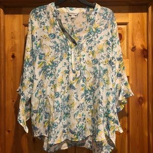 Blue/Green/Yellow Floral Top